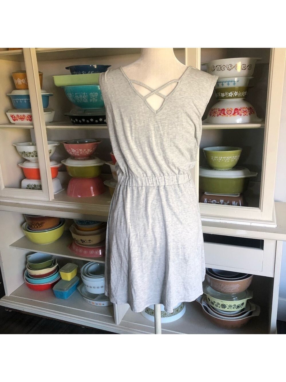 Athleta Heather Gray Dress w/ Criss Cross Back - Size Small - Picture 2 of 16